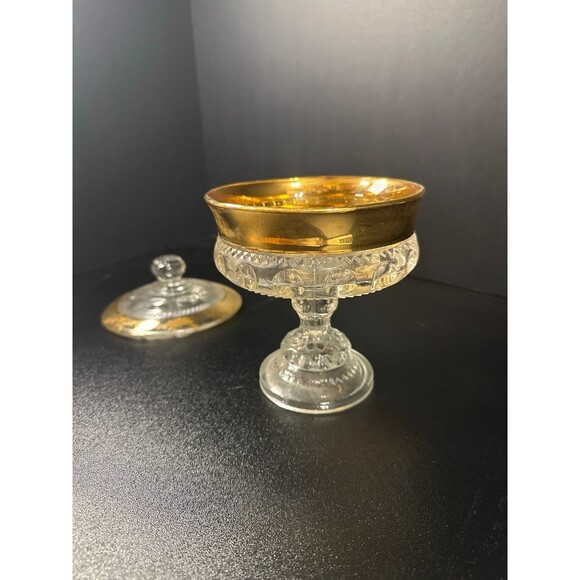 Antique EAPG Gold Flash Covered Compote 7" - Picture 6 of 10